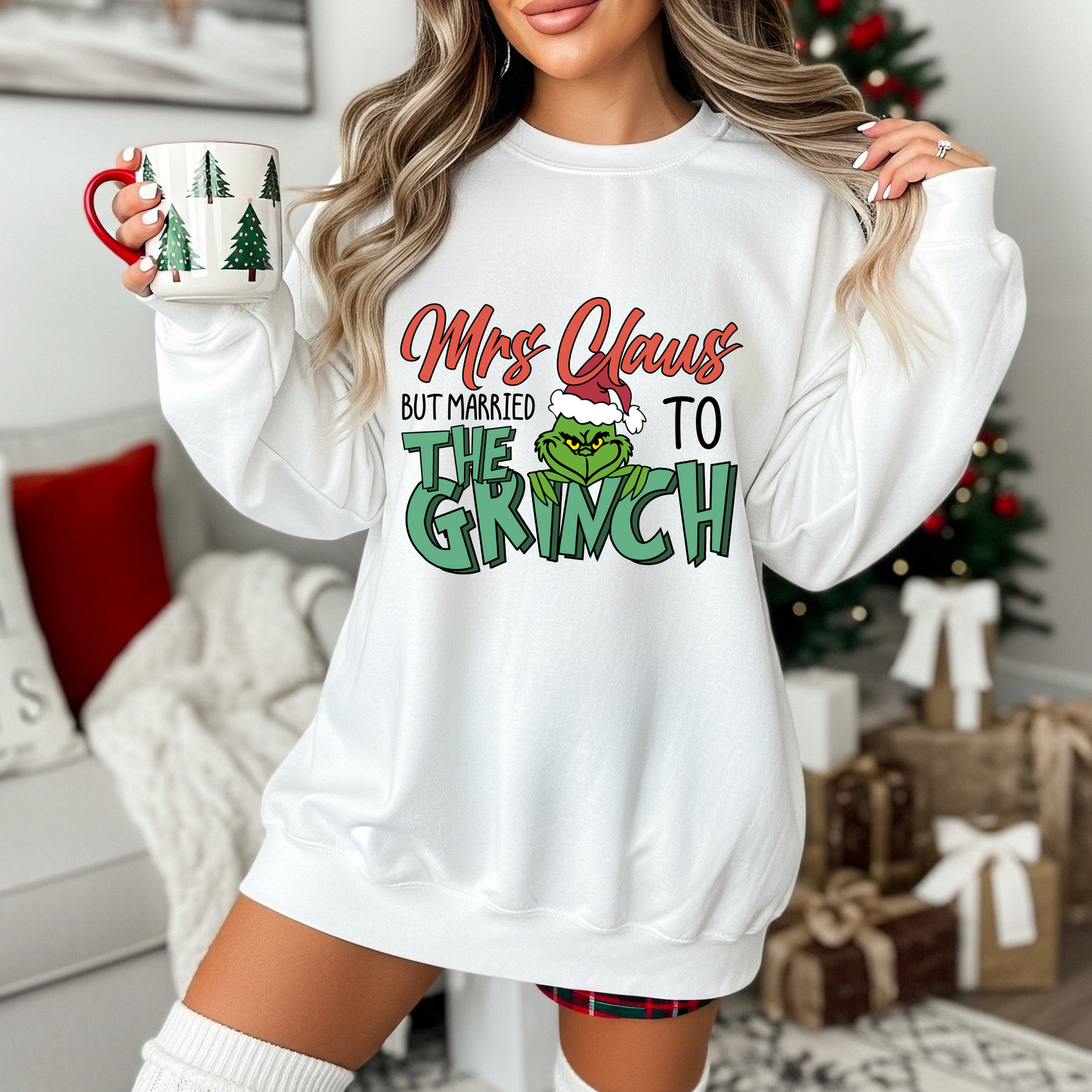 Mrs Claus, Married To The Grinch Christmas Sweatshirt
