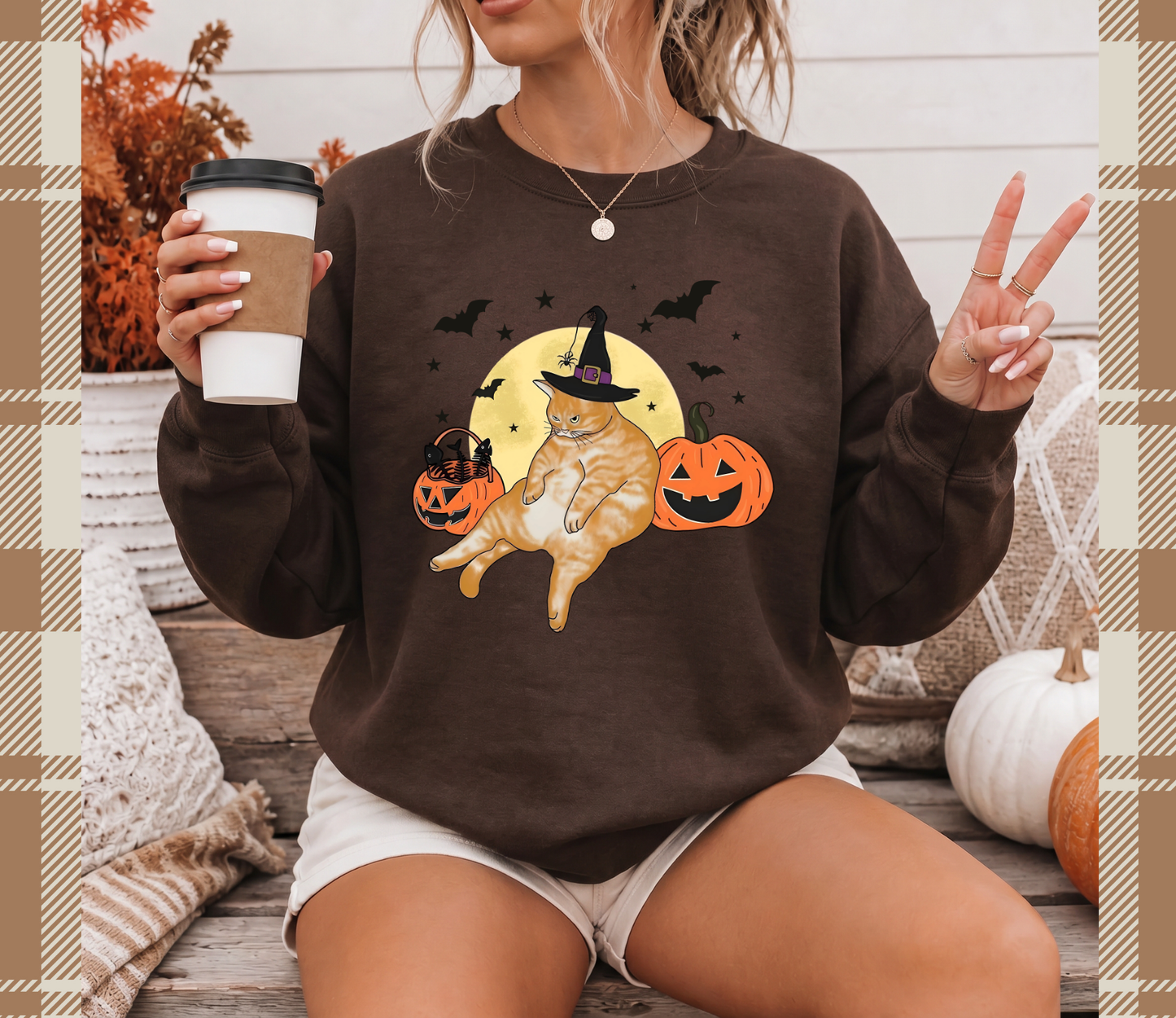 Orange Kitty Crewneck Sweatshirt