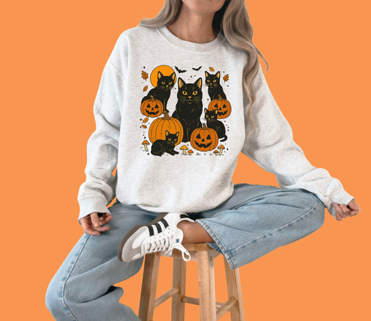 Black Cats Halloween Crewneck Sweatshirt