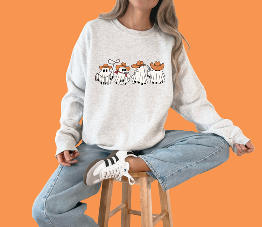 Ghost Cowboys Halloween Crewneck Sweatshirt
