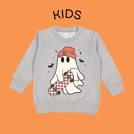KIDS Halloween Skateboard Ghost Sweatshirt