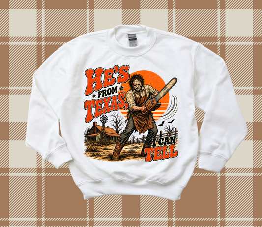 He's From Texas Crewneck Sweatshirt
