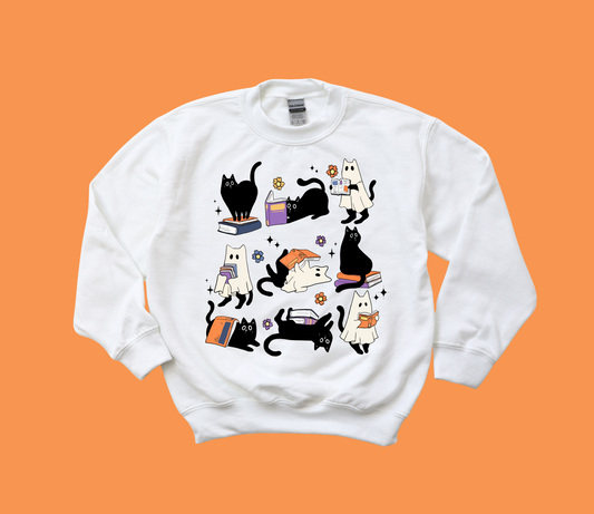 Cats & Books Halloween Crewneck Sweatshirt